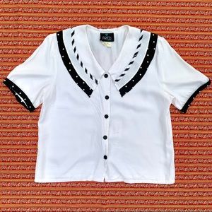 COPY - Vintage White Sailor Button Up Blouse